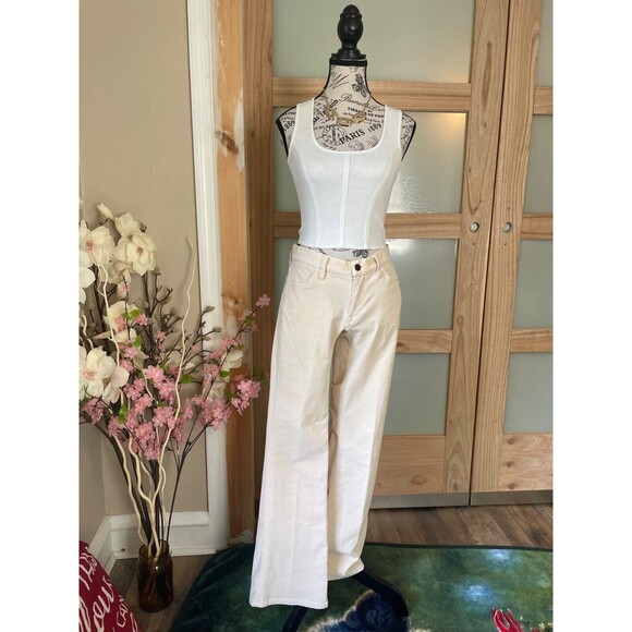 Gap Women's Pants 2R Beige Velvet Low Rise Boot Cut Velour Chino Stretch - Picture 8 of 10